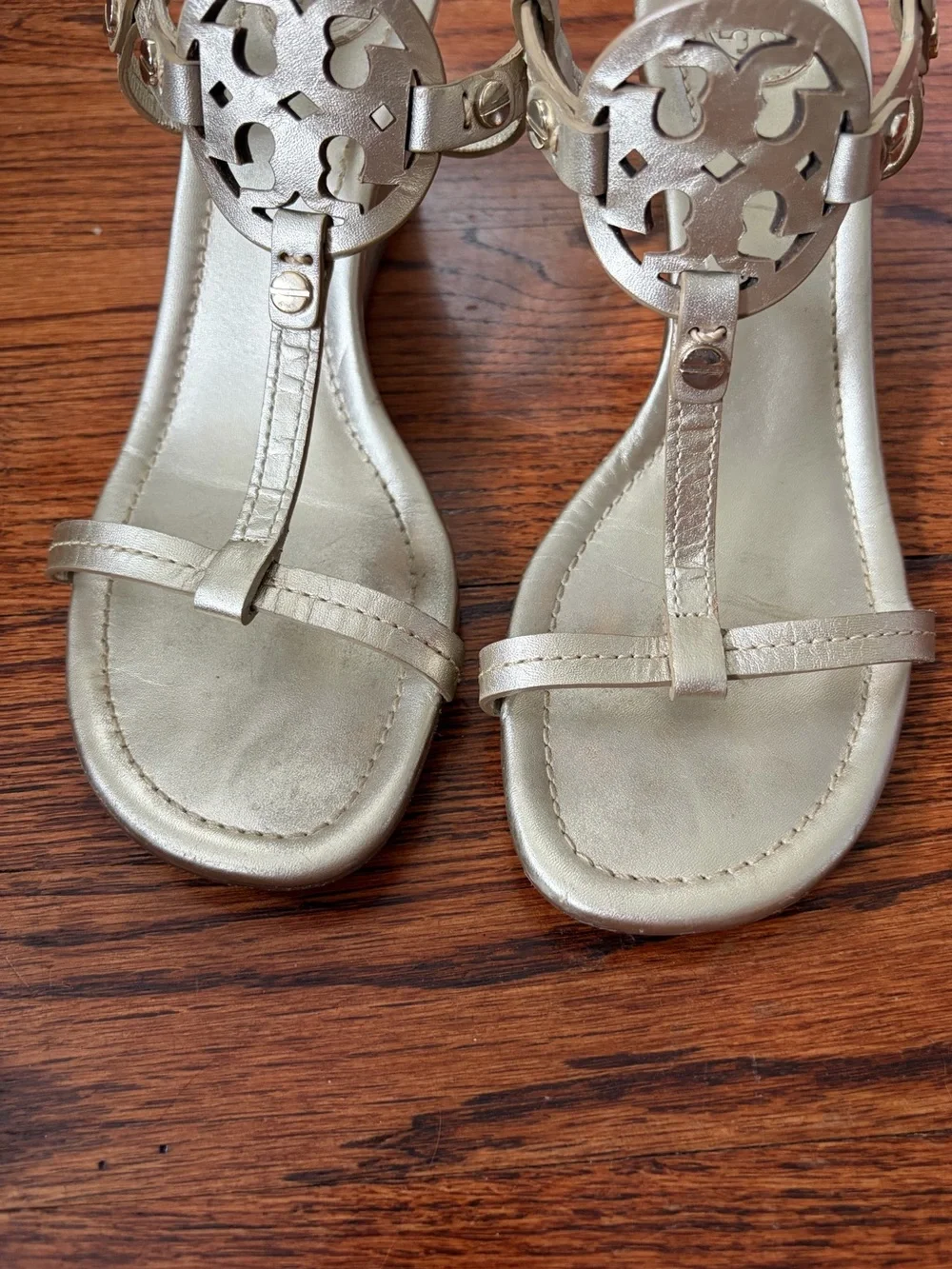 Tory Burch Miller gold wedge sandal Women’s Size 6